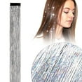 thumbnail image 2 of Xoiie Hair Tinsel Clip in Glitter Tinsel Hair Extensions 20 Inch Fairy Hair Clip in Hair Tinsel Heat Resistant Sparkly Gold Hair Accessories for Women Kids, 2 of 8