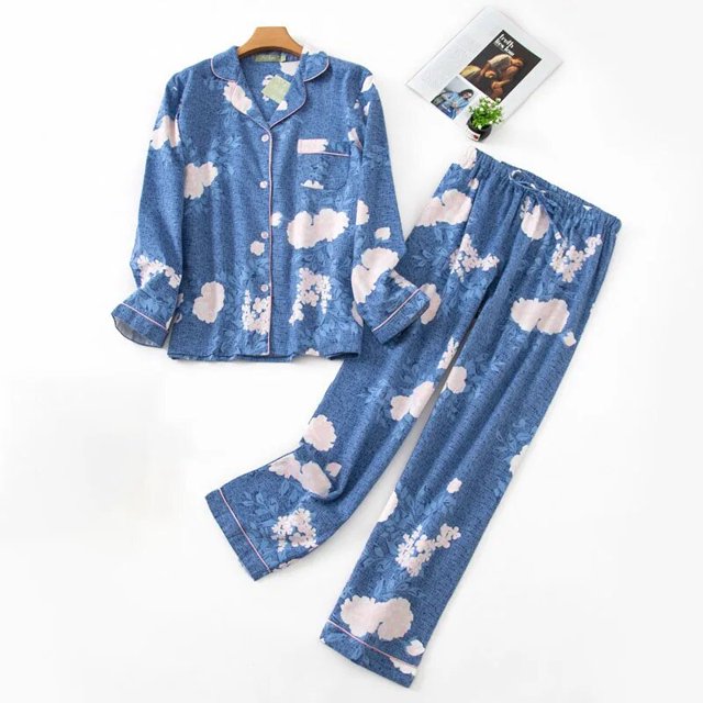 Conjunto de pijamas de talla grande para mujer, ropa de dormir de algodón de franela cálida para el hogar, traje de otoño e invierno con estampado a cuadros, para dormir