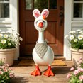 thumbnail image 3 of AZXY Easter Porch Goose Outfit, Plush Fuzzy Bunny Ear Hat with Carrot Decoration Set,Goose Costume for 23 Inch Cement Plastic Lawn Goose Statue, Easter Spring Decor, Outdoor Yard Garden Home Decor, 3 of 5