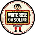 thumbnail image 1 of Placa Metal Vintage Rosa Blanca Gasolina Pintura Redonda Hierro Arte La Pared 30x30cm, 1 of 9