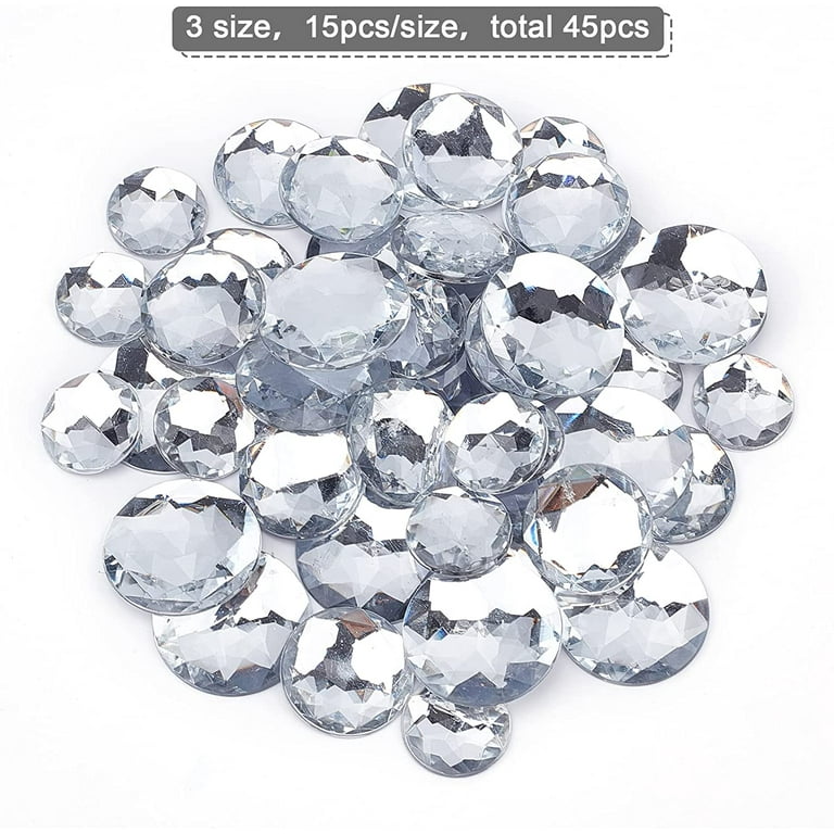 Bulk 100 Pcs Large 24mm Round Crystal Faceted Acrylic Rhinestones Glue on  Flat-back Craft Jewels Gems Vintage -  Denmark
