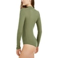 thumbnail image 2 of Self Esteem Womens Juniors Ribbed Long Sleeves Bodysuit Green S, 2 of 2