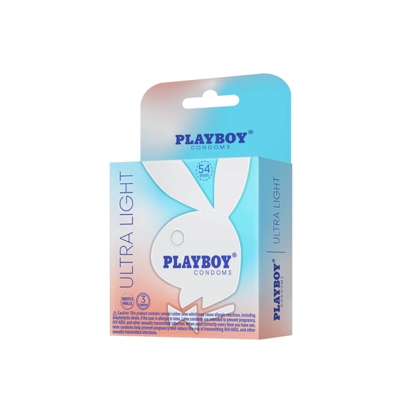 PLAYBOY Condoms ULTRA LIGHT, Natural Feel Premium Lubricated Condoms - 3 Count