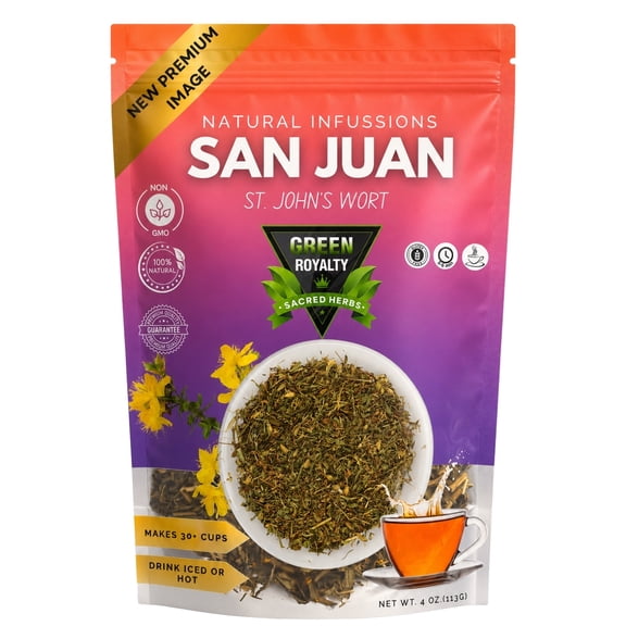 Green Royalty St. John’s Wort Tea (San Juan) 4 oz | Loose Leaf Herbal Blend | 100% Natural, Non-GMO | Traditional Herbal Infusion | Makes 30+ Cups | Product of Mexico