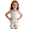 thumbnail image 4 of Krdevn Girls Floral Cami Pajama Set Bow Ruffle 2 Piece Summer Loungewear Outfit,4-5 Years, 4 of 8