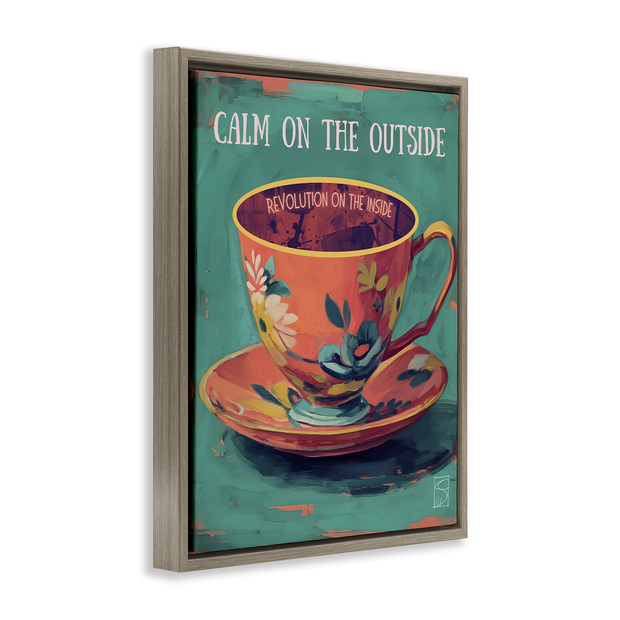 Stupell Industries Revolution On The Inside Brown Framed Floater Canvas Wall Art, design by Sara Culpepper