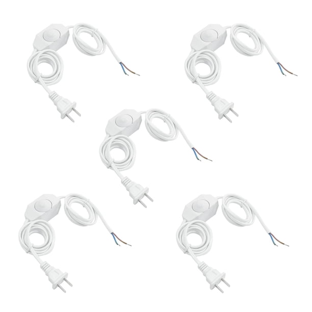 5X Cable de Energia de Lampara Blanca con Interruptor de Regulador de Intensidad AC 250V/110V Clavija de EE.UU.