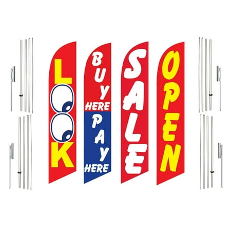 4 Swooper Flags With 4 Pole Kits Look Buy Pay Here Sale Open