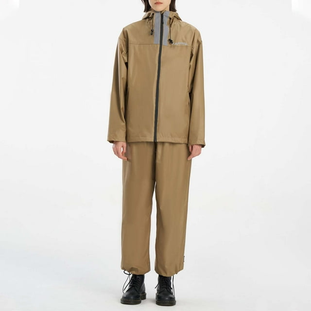 MKLEKYY Jeans pour Femmes Combinaison de Pluie pour Hommes & Femmes Combinaison Complète / Randonnée Extérieure & Ensemble Veste de Pluie & Pantalon / Kaki