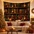 thumbnail image 3 of Densely Packed Wooden with Bookshelf Filled Variety Books, Mystical Fantasy for Space Lovers, Galaxy Room Decor, Christmas Gift, Tapestry Wall Hanging for Bedroom and Dorm, 3 of 7