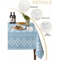 thumbnail image 5 of Blue Boho Rectangle Tablecloth, Vintage Ethnic Tribe Abstract Art Geometric Waterproof & StainResistant Tablecloth, Washable Oil-proof Table Cover for Dining/Party/Wedding/Camping/Buffet 52x70 In, 5 of 9