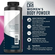 Certain Dri Body Powder for Women, Sweat & Odor Control, 8oz, Talc-Free