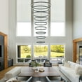 thumbnail image 3 of 9-Rings D39.4" Modern LED Chandelier Black Dimmable High Ceiling Foyer Chandeliers Entryway with Remote Control for Staircase Entryway Living Room Foyer, 3000K-6500K, 3 of 7