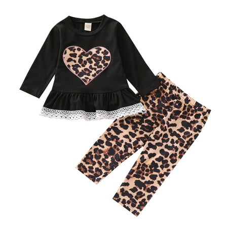 

Qufokar St. Patrick S Day Green Baby Gril Clothes Girl Outfits Leopard Heart T Outfits Tops+Leopard Pants Toddler Ruffles Baby Lace Shirt Girls Girls Outfits&Set