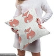 thumbnail image 4 of Fox Fabric by the Yard, Inspirations in Hand Drawn Forest Animal Pattern with Dotted Background, Upholstery Fabric for Dining Chairs Home Decor Accents, Coral Seafoam Black by Ambesonne, 4 of 4