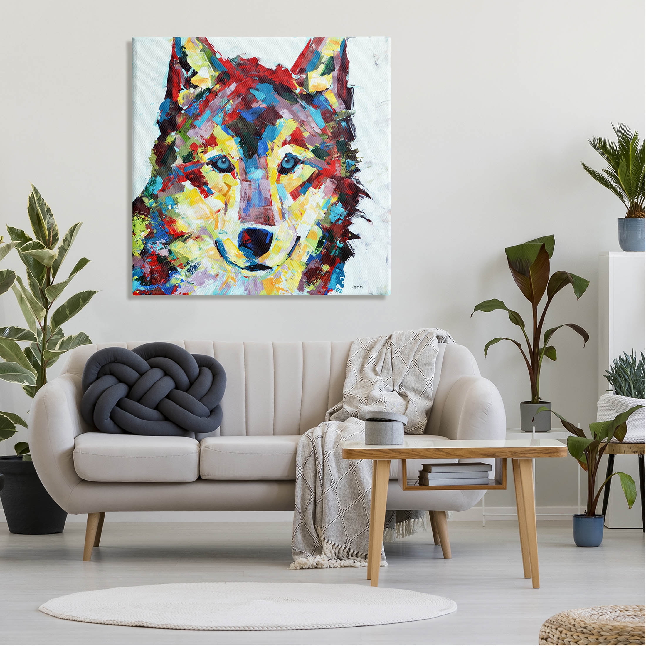 Urban Style Wolf Abstract Animals & Insects Painting Gallery Wrapped Canvas Print Wall Art