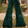 thumbnail image 5 of GNFQXSS Women's High Waisted Tiered Wide Leg Velvet Pants Flowy Dressy Trousers for Party Evening & Special Green M, 5 of 8