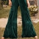 thumbnail image 4 of Pantalones casuales de moda y tendencia para mujer con terciopelo y volantes, pantalones de pierna ancha, pantalones para dama., 4 of 7