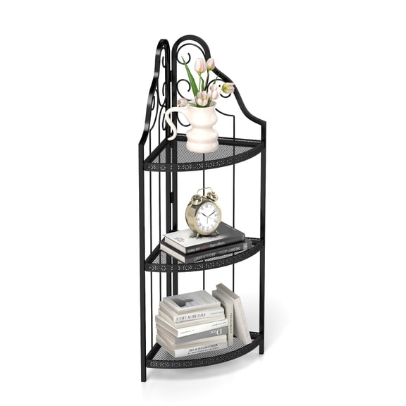 3-Tier Corner Open Shelf, Freestanding Bookcase Plant Stand for Living Room, Home Office, Kitchen, Small Space