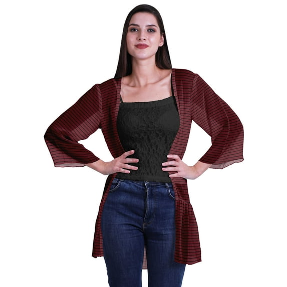 Moomaya Viscose Georgette Printed Short Shrug Long Sleeves Cardigans For Women