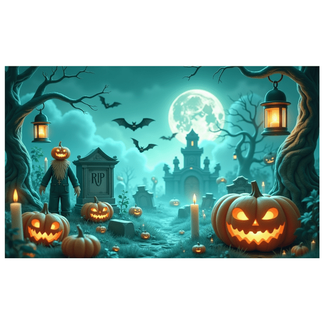 Spooky Design Halloween Banner Polyester Material Pumpkin Decoration Night Theme Lanterns for Trick-or-Treat Halloween Party Haunted House