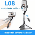 thumbnail image 2 of L08 Gimbal Tripod Selfie Stick Bluetooth Handheld Stabilizer Mobile Phone Holder Adjustable Black, 2 of 6
