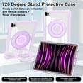 thumbnail image 2 of for iPad Pro 11 2022/2021/2020/2018 Clear Back Case Cover for Kids, Anti-Scratch Shockproof Dropproof Rugged Protective Case with Ring 360 Rotating Stand for iPad Air 4/Air 5, Purple, 2 of 6
