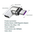 thumbnail image 3 of Bearachild Adaptador de conector de carga magnética de 100W 5A Tipo-c a Tipo-c Compatible con carga rápida PD con velocidad de Teléfono y Comunicación, 3 of 6