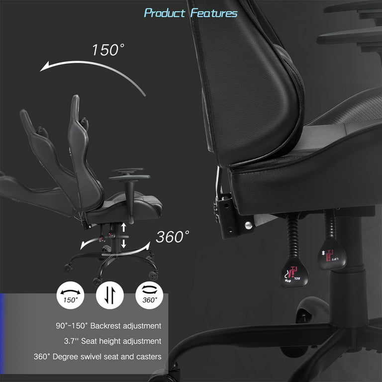 Lacoo PU Leather Gaming Computer Chair with Footrest and Lumbar