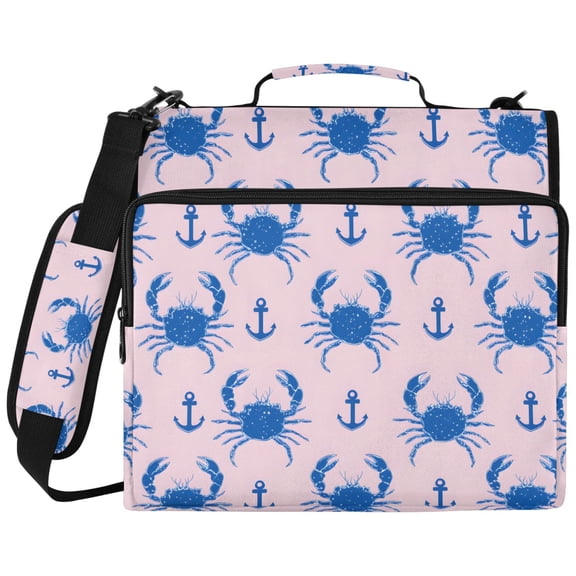 ALAZA Zipper Binder Anchor Crabs Pattern 2 inch 3 Ring 500 Sheet Capacity Trapper Keeper File Folder Organizer Bag