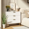 thumbnail image 4 of 3 Drawer Dresser Set of 2 for Bedroom,  Mid Century Wooden Dresser with Gold Handles, Modern Chest Dresser with Deep Drawers for Bedroom, Living Room, Hallway, 4 of 7