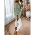thumbnail image 5 of Women'S -Fashion Casual Open Front V Neck Long Sleeve Chunky Knit Cardigan Sweaters Outerwear Coats Matcha Color M, 5 of 7