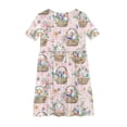 thumbnail image 5 of SGFCWSX Girls Short Sleeve Dress Easter Bunny Egg Print A-Line Crew Neck Casual Summer Dresses for Kids Pink Size 9-10 Years, 5 of 5