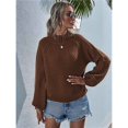 thumbnail image 6 of Womens Turtle-Neck Oversized Sweaters Casual Long Sleeve Pullover Loose Chunky Knit Jumper Brown XL, 6 of 10