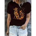 thumbnail image 1 of Camiseta elegante de manga corta con cuello redondo y estampado de zorro para mujer, top informal de verano con un diseño creativo de zorro y hoja, cómoda camiseta de algodón para uso informal, ropa d, 1 of 6