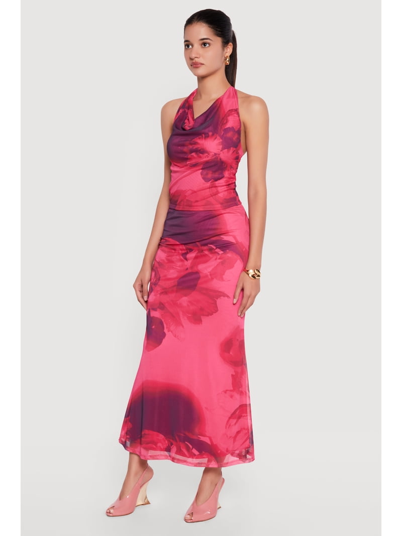 Women's Floral Mesh Maxi Mermaid Skirt - Walmart.com