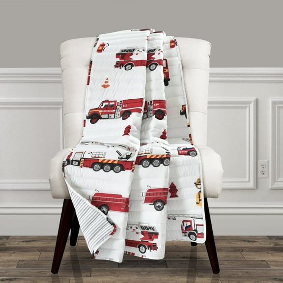 Lush Decor Make a Wish Fire Truck Throw Red/White Single 50X60
