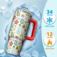thumbnail image 4 of 30 oz Holiday Ornaments Christmas Tumbler with Handle and Straw, Stainless Steel Double Wall Cup 30 oz, Leak Proof Winter Mug, Festive Gift, 4 of 5