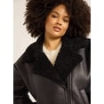 thumbnail image 2 of Scoop Women's & Women's Plus Faux Leather Moto Jacket with Faux Fur Lining, Sizes XS-4X, 2 of 5