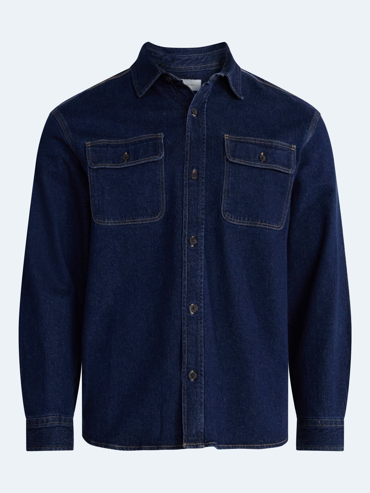 Free Assembly Men's Heavyweight Denim Shirt with Long Sleeves, Sizes S-2XL
