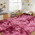 thumbnail image 2 of Janvonne 8x10 Fluffy Area Rug for Bedroom, Modern Shaggy Carpets Fuzzy Rug for Teens Dorm Home Decor Aesthetic, Heavy Duty Non Slip, Tie-dye Dark Red, 2 of 8
