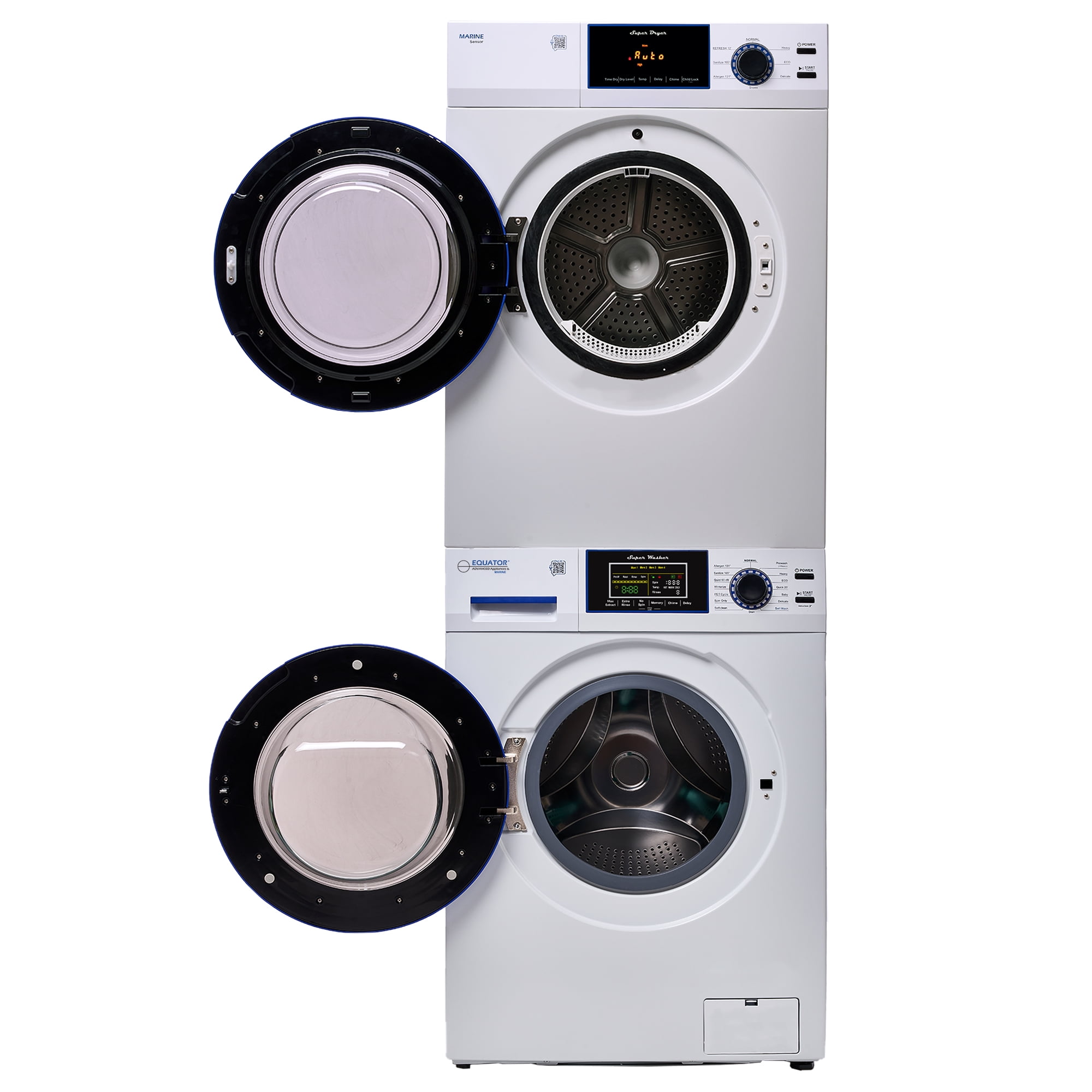 Equator MARINE ANTI CORROSION Stackable Compact Washer 1.6cf+Sensor Dryer 3.1cf 110V