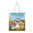 thumbnail image 1 of Puffin Rock Bolso de tela con estampado de lienzo para mujer, bolsa de compras reutilizable y estética, con cremallera interior, regalo para mujer,38*45cm., 1 of 6
