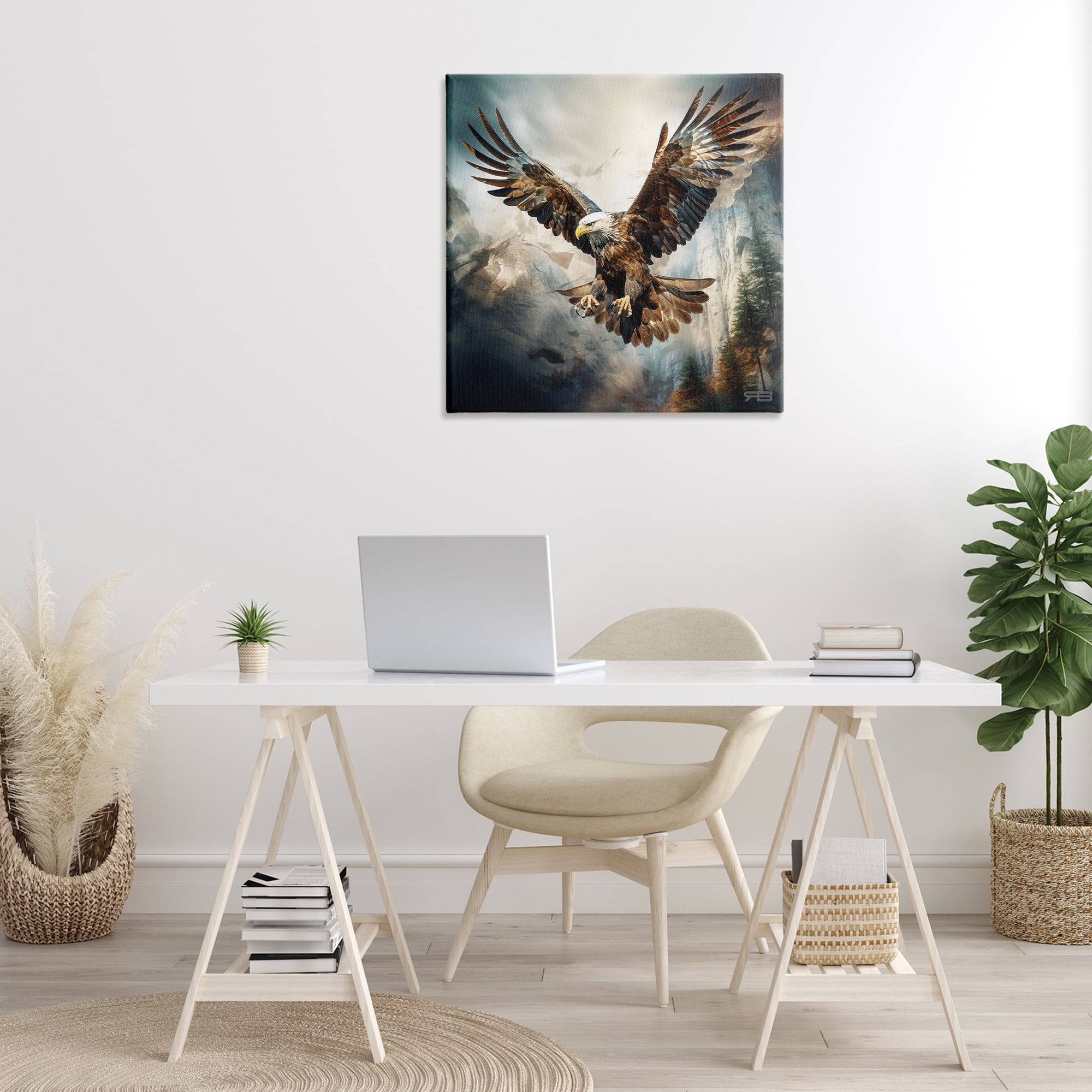 Stupell Industries Intense Eagle Spreading Wings Animals & Insects Painting Gallery Wrapped Canvas Art Print Wall Art, 30 x 30