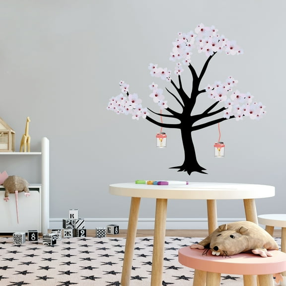Peel and Stick Cherry Blossom wall Decals- Giant Vinyl Wall Stickers-Self Adhesive Vinyl Made Stickers For Nursery,Living Room,Baby room,Bed room etc -Size 10" x 10".