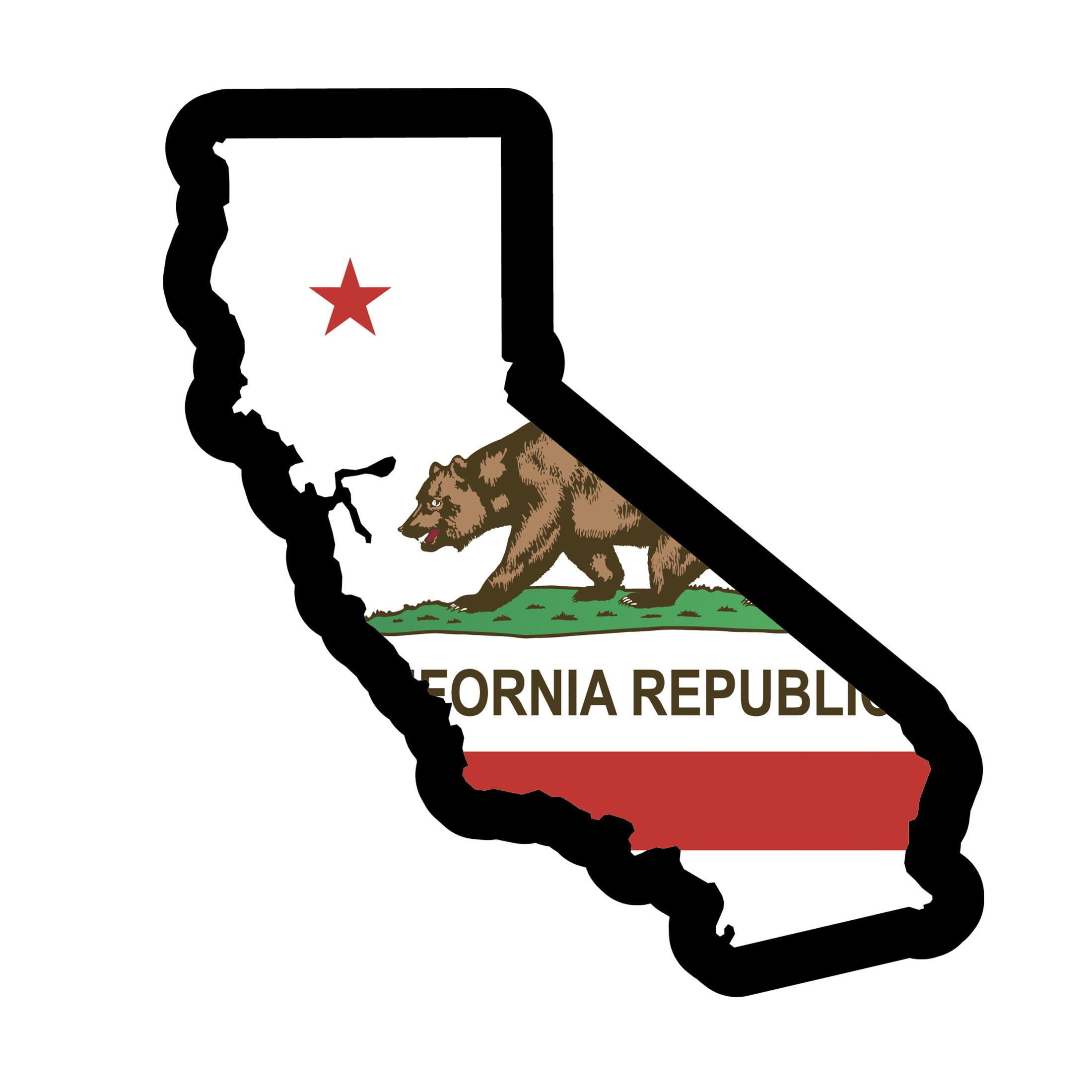 (2 pack) Auto Drive California State Vinyl Automotive Decal, Multicolor, 5” x 5.75”