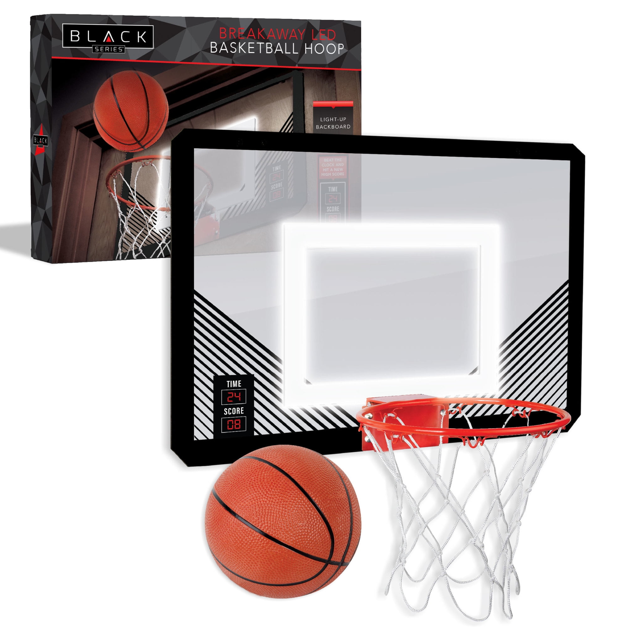 Black Series LED LightUp Basketball 18 Inch Hoop Sports Game with Mini