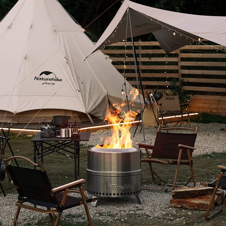 TURBRO 19 Inch Portable Outdoor Fire Pit, Stainless Steel Stove