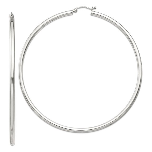 925 Sterling Silver 2.5mm Round Hoop Earrings 73x71mm Wide 2.5mm Thick Hoop Earring for Women