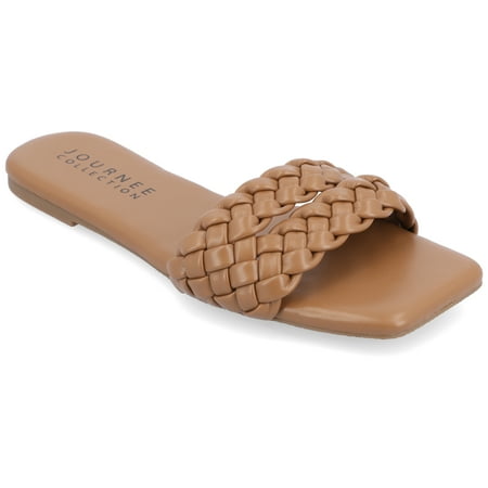 

Journee Womens Sawyerr Tru Comfort Foam Dual Braided Band Flat Sandals